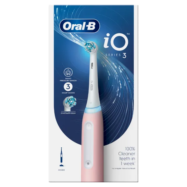 Oral-B iO 3 Elektromos Fogkefe, Rózsaszín, Braun Tervezéssel termékhez kapcsolódó kép