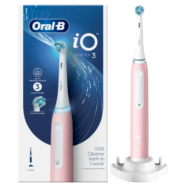 Oral-B iO 3 Elektromos Fogkefe, Rózsaszín, Braun Tervezéssel termékhez kapcsolódó kép