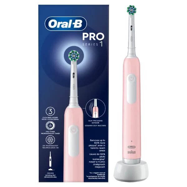 Oral-B Pro Series 1 Elektromos Fogkefe, Rózsaszín, Braun Tervezéssel termékhez kapcsolódó kép