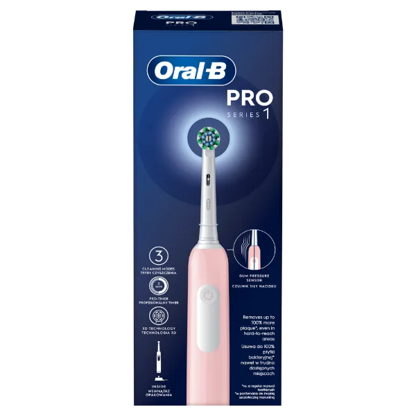 Oral-B Pro Series 1 Elektromos Fogkefe, Rózsaszín, Braun Tervezéssel termékhez kapcsolódó kép