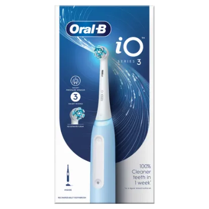 Oral-B iO 3 Elektromos Fogkefe, Kék, Braun Tervezéssel termékhez kapcsolódó kép