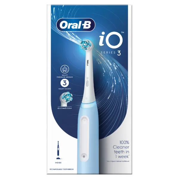 Oral-B iO 3 Elektromos Fogkefe, Kék, Braun Tervezéssel termékhez kapcsolódó kép