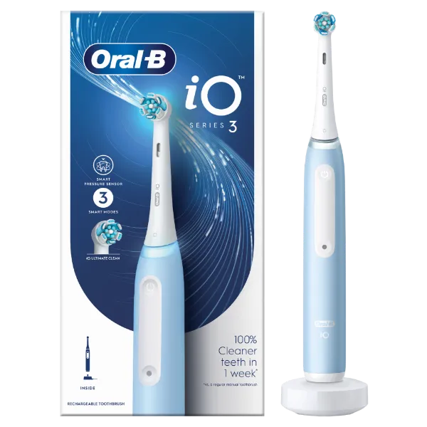 Oral-B iO 3 Elektromos Fogkefe, Kék, Braun Tervezéssel termékhez kapcsolódó kép
