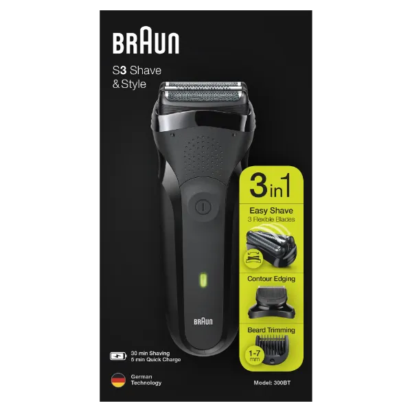 Braun Series 3 300BT – Fekete Elektromos Borotva és Szakállformázó Készlet termékhez kapcsolódó kép