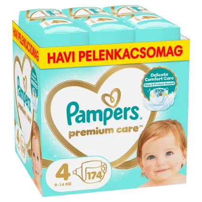 Pampers Premium Care, Méret: 4, 174 Pelenka, 9kg-14kg termékhez kapcsolódó kép