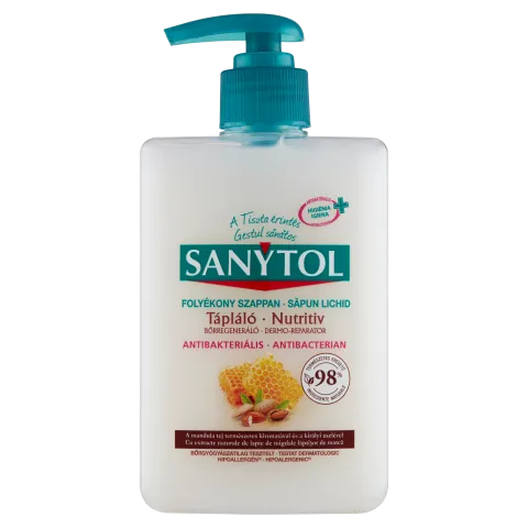 Sanytol Antibakteriális Folyékony Szappan Mandulatej és méhpempő 250ml termékhez kapcsolódó kép