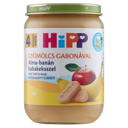 HiPP BIO bébidesszert 190 g alma-banán babakeksszel 4 hó+ termékhez kapcsolódó kép