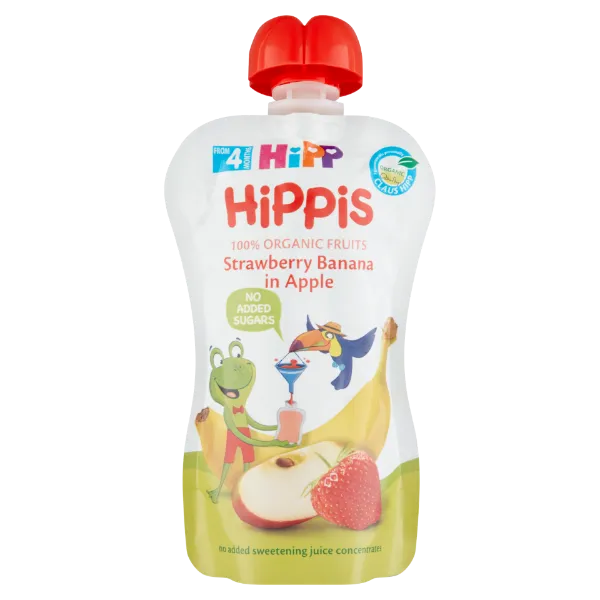 HiPP BIO gyümölcspép 100 g eper-banán almában 4 hó+ termékhez kapcsolódó kép
