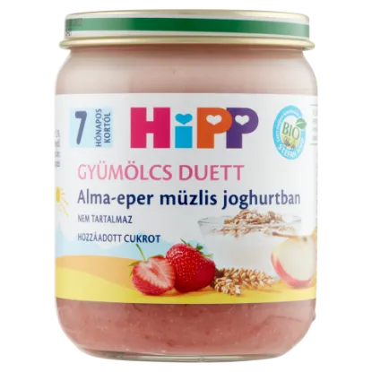 HiPP Gyümölcs Duett BIO bébidesszert 160 g alma-eper müzlis joghurtban 7 hó+ termékhez kapcsolódó kép