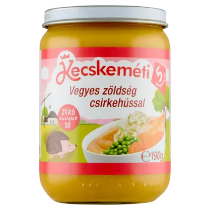 Kecskeméti bébiétel 190 g vegyes zöldség csirkehússal 5 hó+ termékhez kapcsolódó kép