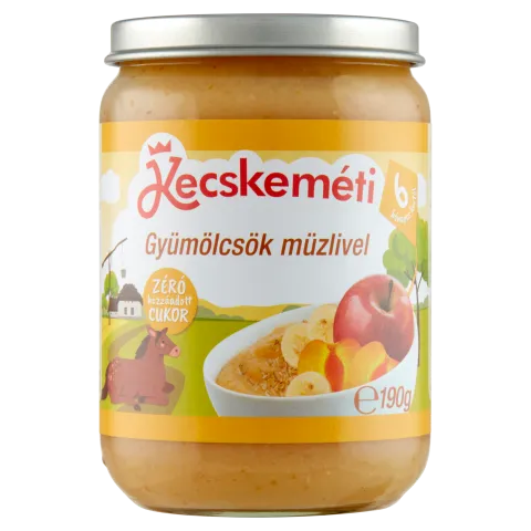 Kecskeméti bébidesszert 190 g gyümölcsök müzlivel 6 hó+ termékhez kapcsolódó kép