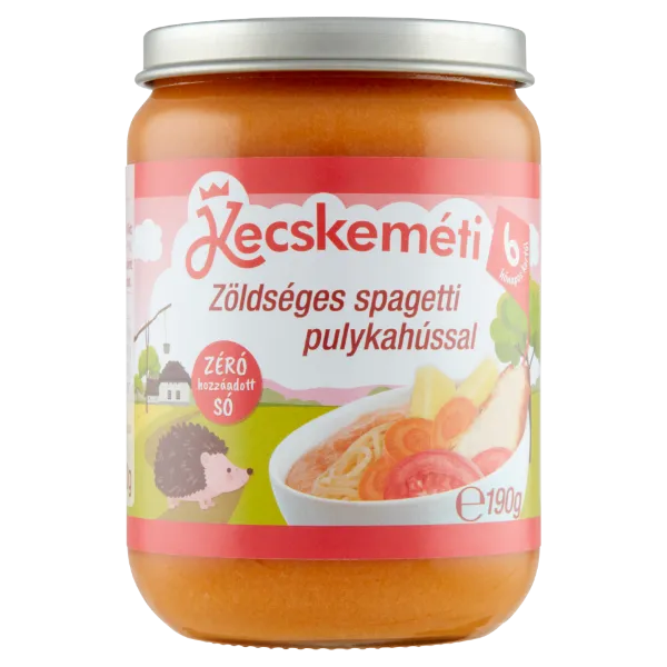 Kecskeméti bébiétel 190 g zöldséges spagetti pulykahússal 6 hó+ termékhez kapcsolódó kép