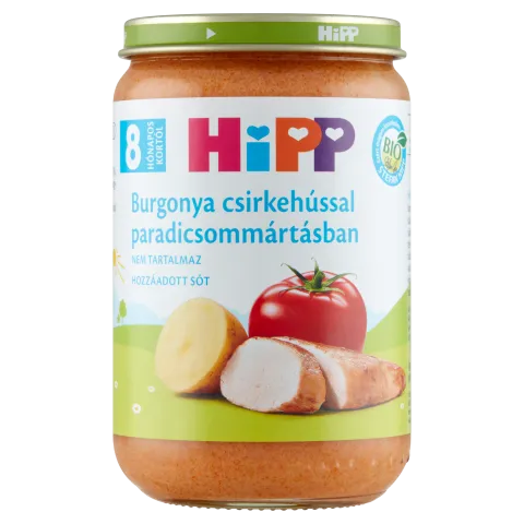 HiPP bio bébiétel 220 g burgonya csirkehússal paradicsommártásban 8 hó+ termékhez kapcsolódó kép