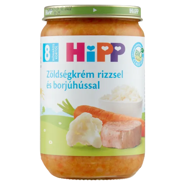 HiPP bio bébiétel 220 g zöldségkrém rizzsel és borjúhússal 8 hó+ termékhez kapcsolódó kép