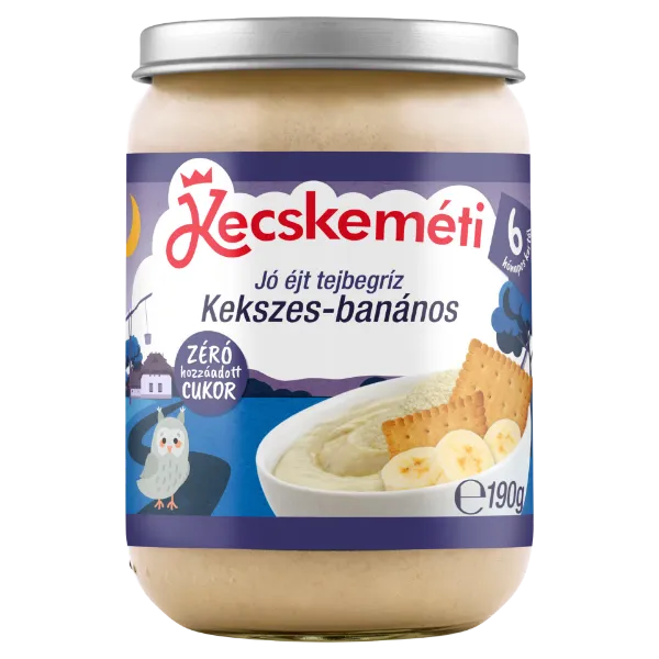 Kecskeméti Jó éjt bébidesszert 190 g tejbegríz kekszes-banános 6 hó+ termékhez kapcsolódó kép