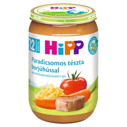 HiPP bio bébiétel 220 g paradicsomos tészta borjúhússal 12 hó+ termékhez kapcsolódó kép