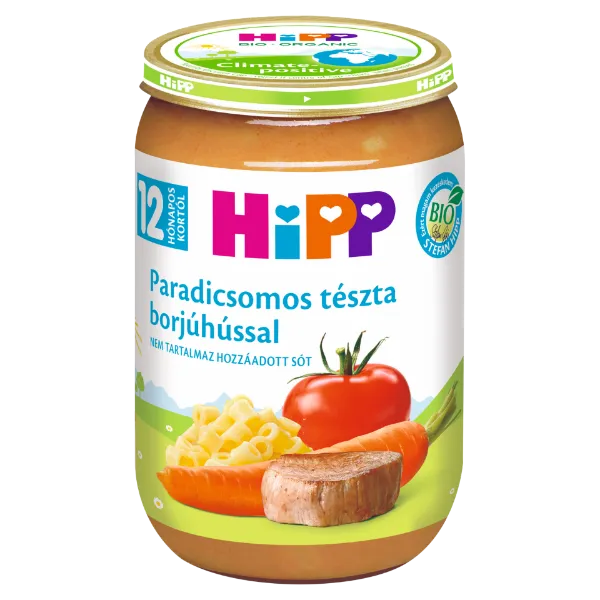 HiPP bio bébiétel 220 g paradicsomos tészta borjúhússal 12 hó+ termékhez kapcsolódó kép