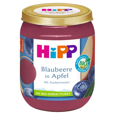 HiPP bio gyümölcskészítmény bébidesszert 160 g alma áfonyával 5 hó+ termékhez kapcsolódó kép