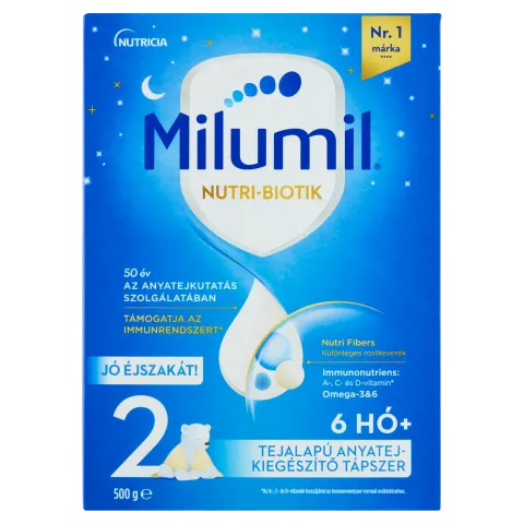 Milumil Nutri-Biotik Jó éjszakát! 2 tejalapú, anyatej-kiegészítő tápszer 6 hó+ 500 g termékhez kapcsolódó kép