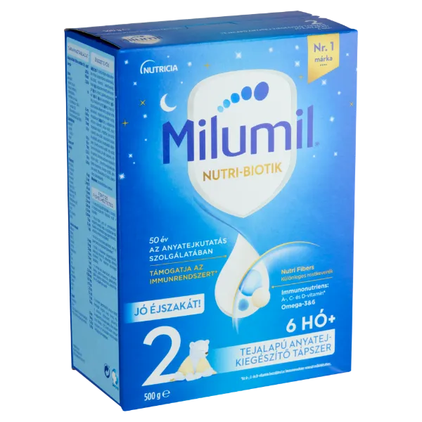 Milumil Nutri-Biotik Jó éjszakát! 2 tejalapú, anyatej-kiegészítő tápszer 6 hó+ 500 g termékhez kapcsolódó kép