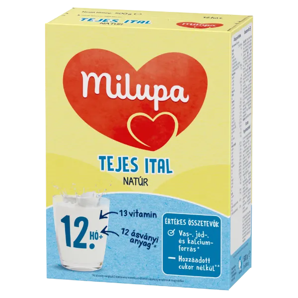 Milupa natúr tejes ital tejalapú anyatej-kiegészítő tápszer 12 hó+ 500 g termékhez kapcsolódó kép