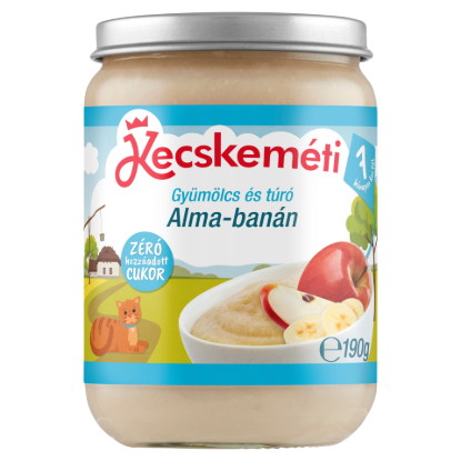 Kecskeméti bébidesszert 190 g bio gyümölcs és túró alma-banán 7 hó+ termékhez kapcsolódó kép