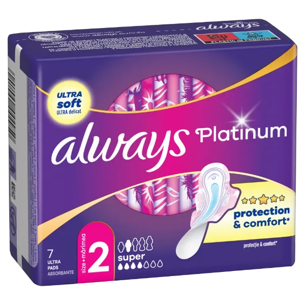 Always Platinum Super (2-es méret) Szárnyas Egészségügyi Betét, 7 db termékhez kapcsolódó kép