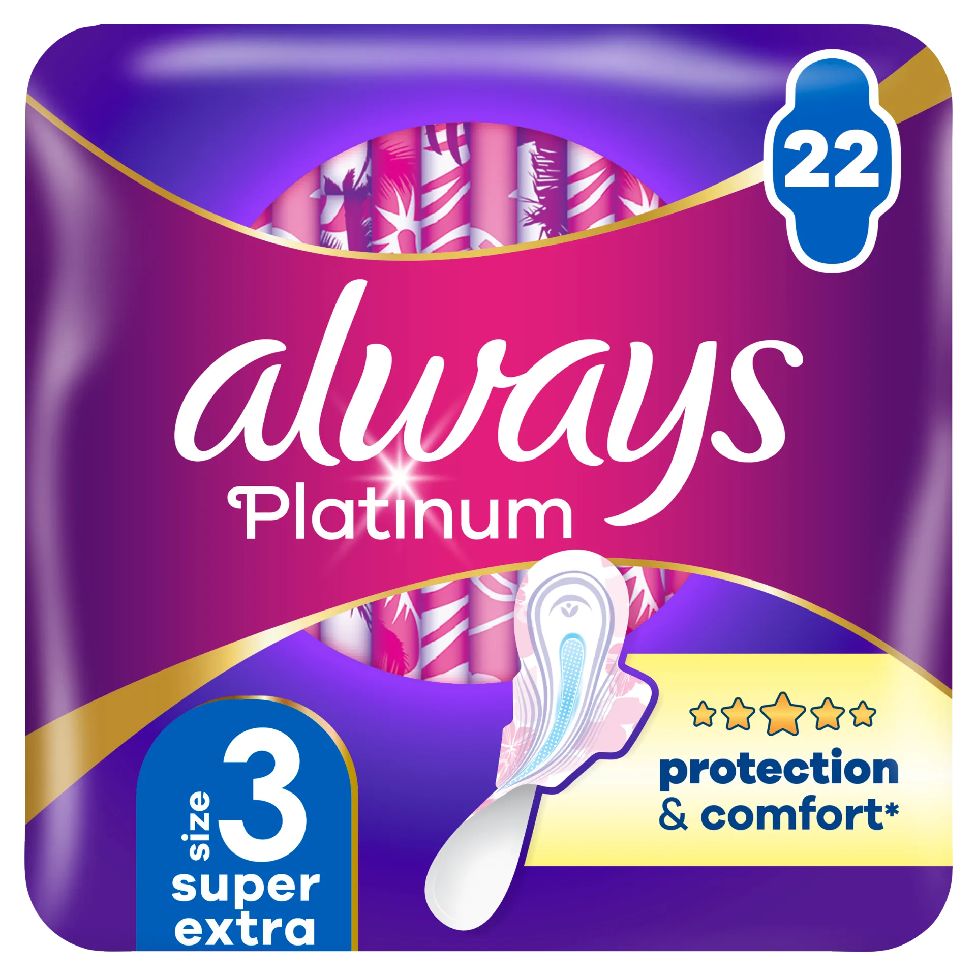 Always Platinum Day & Night Szárnyas Egészségügyi Betét, 22 db