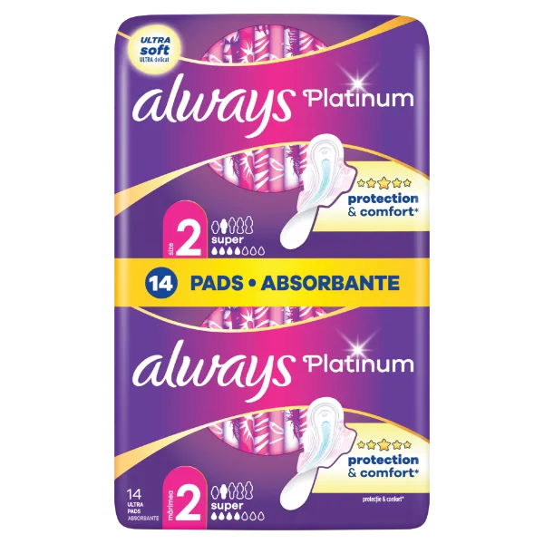 Always Platinum Super (2-es méret) Szárnyas Egészségügyi Betét, 14 db termékhez kapcsolódó kép