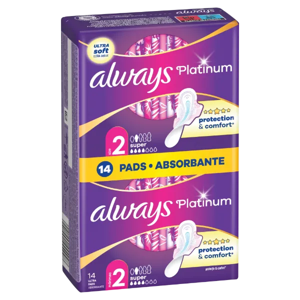 Always Platinum Super (2-es méret) Szárnyas Egészségügyi Betét, 14 db termékhez kapcsolódó kép