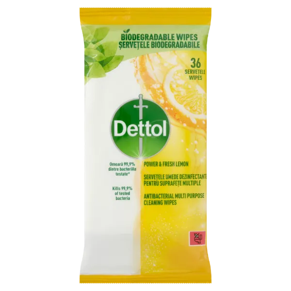 Dettol Power&Fresh univerzális felülettisztító törlőkendő Citrom 36db termékhez kapcsolódó kép