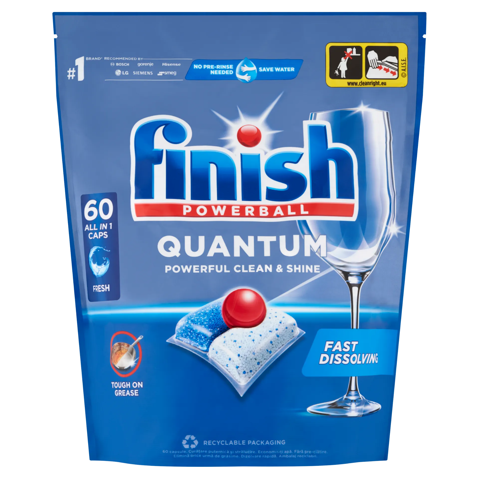 Finish Powerball Quantum All in 1 mosogatógép-kapszula, Regular, 60 db