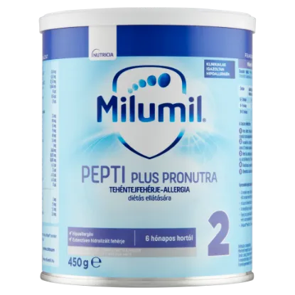 Milumil Pepti Plus 2 Pronutra speciális gyógyászati célra szánt élelmiszer 6 hó+ 450 g termékhez kapcsolódó kép