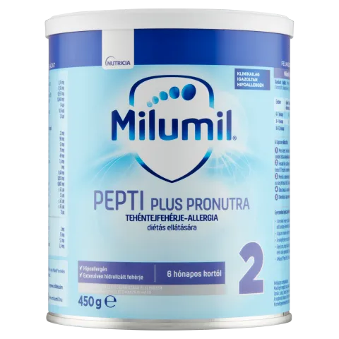 Milumil Pepti Plus 2 Pronutra speciális gyógyászati célra szánt élelmiszer 6 hó+ 450 g termékhez kapcsolódó kép