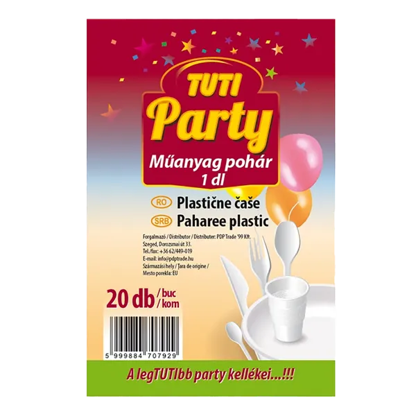 TUTI Party pohár műanyag 1 dl (20 db) termékhez kapcsolódó kép