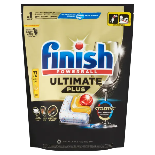 Finish Ultimate Plus All in 1 mosogatógép kapszula, Lemon, 72 db termékhez kapcsolódó kép