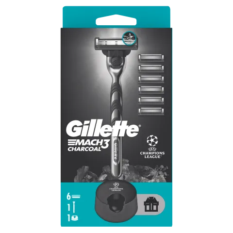 UEFA Champions League Special Edition Gillette Mach3 Charcoal Férfi Borotva, 6 Borotvabetétek termékhez kapcsolódó kép