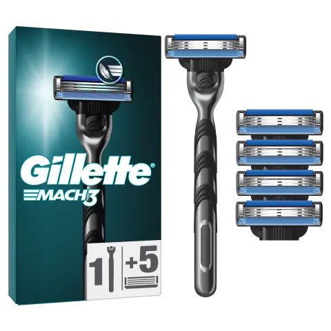 Gillette Mach3 Férfi Borotva, 1 db Gillette Borotva, 5 db Borotvabetét termékhez kapcsolódó kép