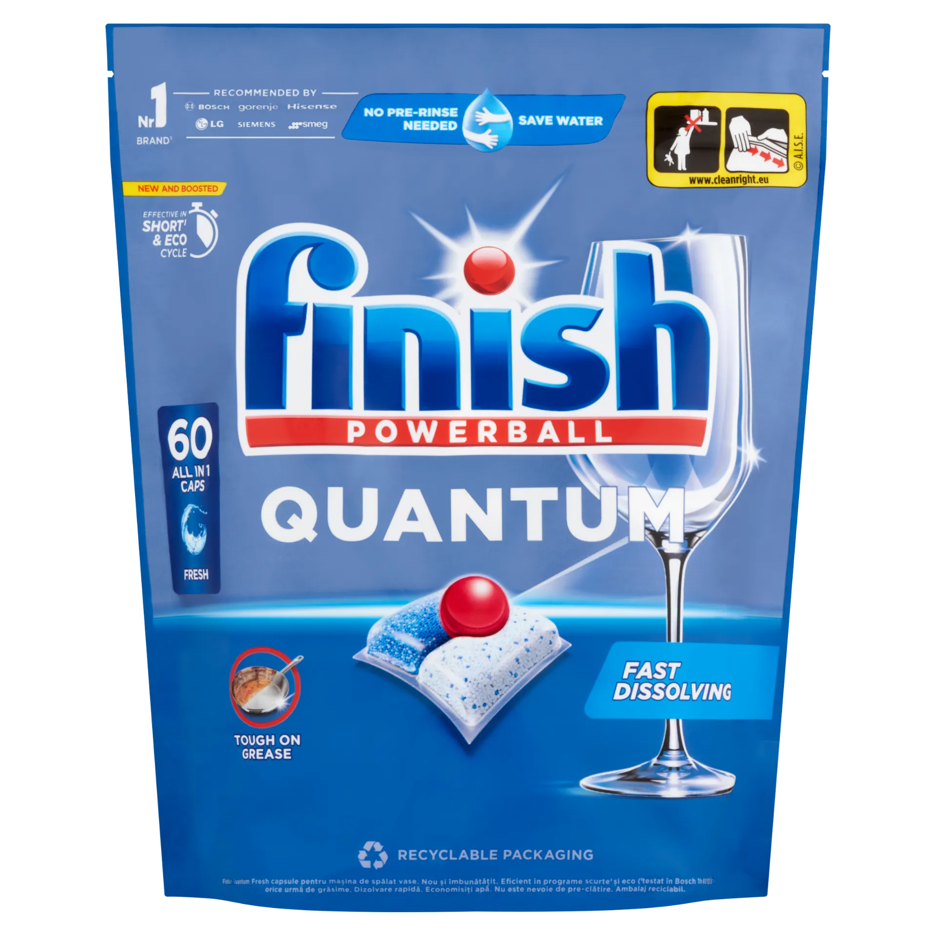 Finish Powerball Quantum Fresh mosogatógép kapszula 60 db 624 g