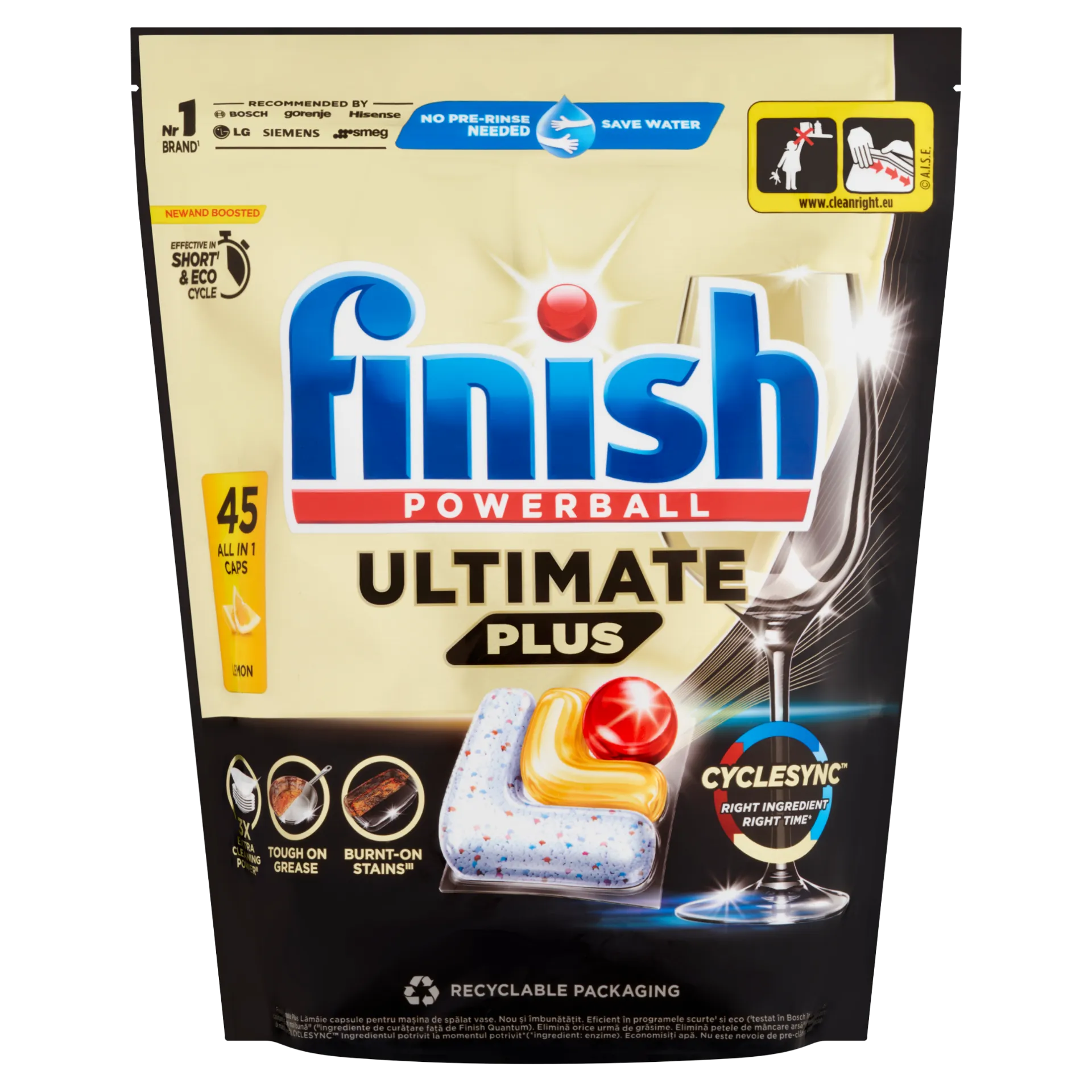 Finish Powerball Ultimate Plus Citrom mosogatógép kapszula 45 db 549 g