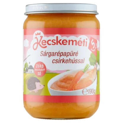 Kecskeméti sárgarépapüré csirkehússal bébiétel 5 hó+l 190 g termékhez kapcsolódó kép
