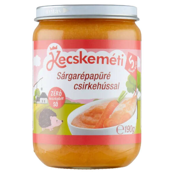 Kecskeméti sárgarépapüré csirkehússal bébiétel 5 hó+l 190 g termékhez kapcsolódó kép