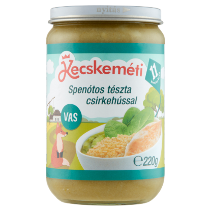 Kecskeméti spenótos tészta csirkehússal bébiétel 11 hó+l 220 g termékhez kapcsolódó kép