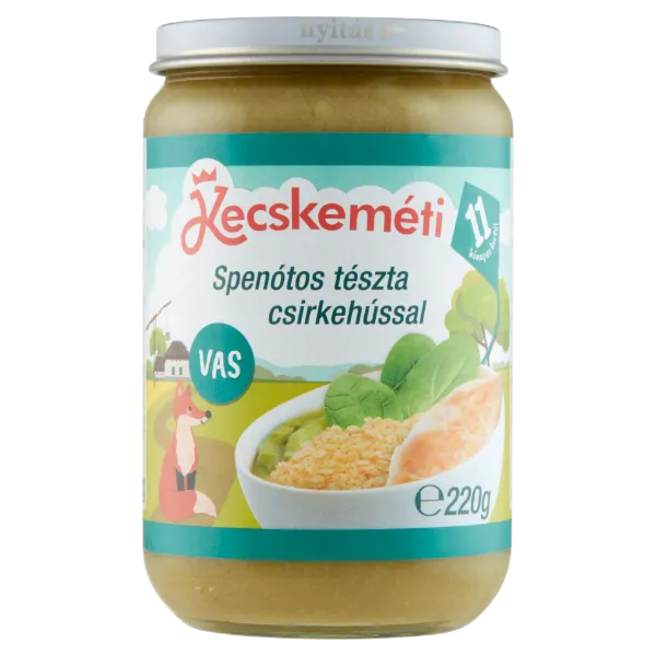 Kecskeméti spenótos tészta csirkehússal bébiétel 11 hó+l 220 g termékhez kapcsolódó kép