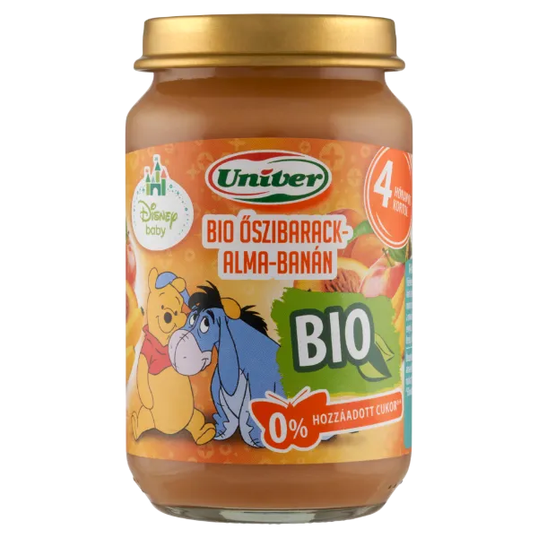 Univer bio őszibarack-alma-banán bébidesszert 4 hónapos kortól 163 g termékhez kapcsolódó kép