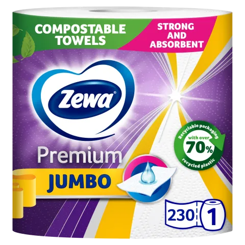 Zewa Premium Jumbo háztartási papírtörlő 3 rétegű 1 tekercs termékhez kapcsolódó kép
