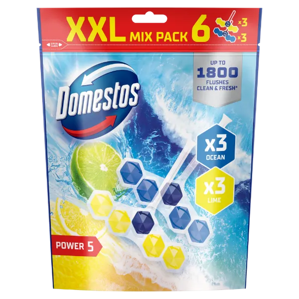 Domestos Power 5 WC frissítő blokk 6 x 50 g Ocean/Lime termékhez kapcsolódó kép