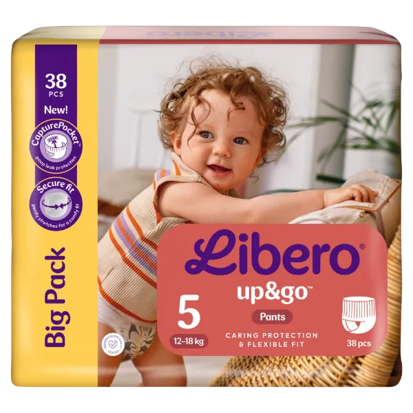 Libero Up&Go egyszerhasználatos bugyipelenka, méret: 5, 12-18 kg, 38 db termékhez kapcsolódó kép