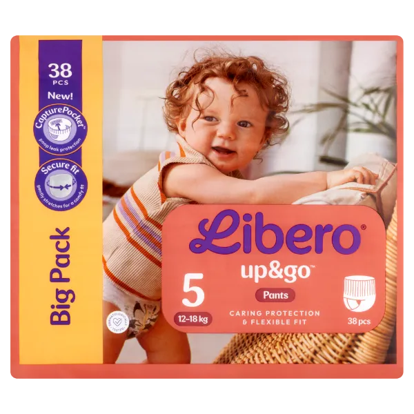 Libero Up&Go egyszerhasználatos bugyipelenka, méret: 5, 12-18 kg, 38 db termékhez kapcsolódó kép