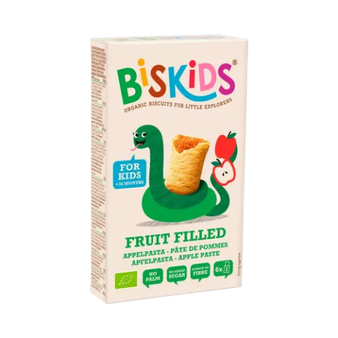 Biskids Fruit Filled biokeksz 120g - almapürével töltve 36 hónapos kortól termékhez kapcsolódó kép